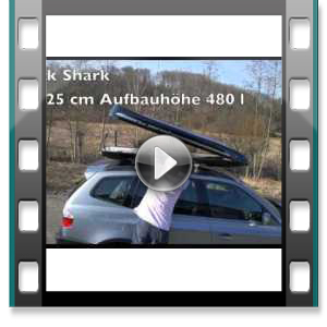 Dachbox Black Shark Premium  Fiberglas GFK, 480 Liter, Tragkraft 95 kg - Die orginal box2000 nur von © surfbox.de