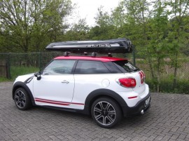   Mini Cooper Photos of ROOF BOXES Big-Malibu XL Surf roof box with surfboard rack